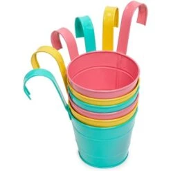 Juvale 6 Pack Round Metal Wall Hanging Planters Pots Bucket For Indoor Outdoor Succulent, 3 Colors, 8 X 5 X 5 In -Sunnydaze Decor Store GUEST b4674025 88cc 442b 898d 2332753b1562