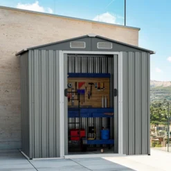 Costway 6 X 4 FT Outdoor Storage Shed Galvanized Steel Shed With Lockable Sliding Doors 16 Costway 6 X 4 FT Outdoor Storage Shed Galvanized Steel Shed With Lockable Sliding Doors -Sunnydaze Decor Store GUEST b4a1e5bc 94b4 4d36 834a 434da4961214
