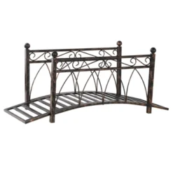 Outsunny 3.3' Metal Arch Zen Garden Bridge With Safety Siderails, Decorative Footbridge, Delicate Scrollwork & Corner Spheres For Stream, Black -Sunnydaze Decor Store GUEST b5c17776 a9a1 4ae0 85fe 9392050afc81