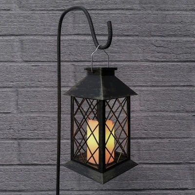 Hastings Home Solar Powered LED Lantern - Antique Bronze 2 Hastings Home Solar Powered LED Lantern - Antique Bronze - Image 2