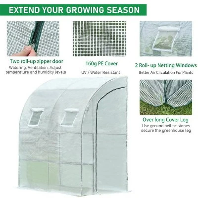 Aoodor 6.7ft. X 3.3ft. X 7.2ft. Outdoor Walk-in Greenhouse Lean To Portable Wall Two Doors 1 Aoodor 6.7ft. X 3.3ft. X 7.2ft. Outdoor Walk-in Greenhouse Lean To Portable Wall Two Doors