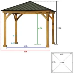 Aoodor Patio Solid Wooden Gazebo 10 X 10 Ft. Hardtop Roof For Garden 10 Aoodor Patio Solid Wooden Gazebo 10 X 10 Ft. Hardtop Roof For Garden -Sunnydaze Decor Store GUEST b7d43952 f82b 4c4b a187 019689a49cd1