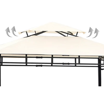 SUGIFT 12 Ft. X 4.3 Ft. Iron Double Tiered Backyard Patio BBQ Grill Gazebo With Bar Counters 3 SUGIFT 12 Ft. X 4.3 Ft. Iron Double Tiered Backyard Patio BBQ Grill Gazebo With Bar Counters - Image 3