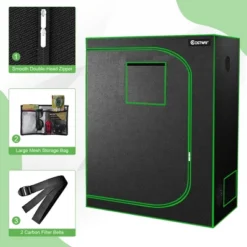 Costway 48''x24''x60'' Mylar Hydroponic Grow Tent W/Observation Window & Floor Tray GrayBlack 12 Costway 48''x24''x60'' Mylar Hydroponic Grow Tent W/Observation Window & Floor Tray GrayBlack -Sunnydaze Decor Store GUEST b844a44c 59c6 4997 86e2 a487b7ffc063