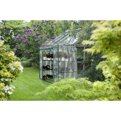 Nature Spring Walk-In PVC Greenhouse With 8 Shelves, Roll-Up Door And Steel Poles - Clear 2 Nature Spring Walk-In PVC Greenhouse With 8 Shelves, Roll-Up Door And Steel Poles - Clear - Image 2