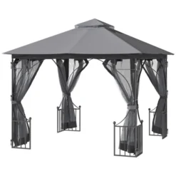 Outsunny 10' X 10' Patio Gazebo Canopy Outdoor Pavilion With Mesh Netting SideWalls, 2-Tier Polyester Roof, & Steel Frame, Dark Gray 8 Outsunny 10' X 10' Patio Gazebo Canopy Outdoor Pavilion With Mesh Netting SideWalls, 2-Tier Polyester Roof, & Steel Frame, Dark Gray -Sunnydaze Decor Store GUEST b8d58459 579b 4ad1 af79 e1f7dfdf3845