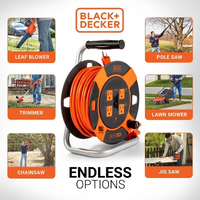 Black & Decker BLACK+DECKER 50' Cord Reel 14AWG 4 Outlets 3 Black & Decker BLACK+DECKER 50' Cord Reel 14AWG 4 Outlets - Image 3