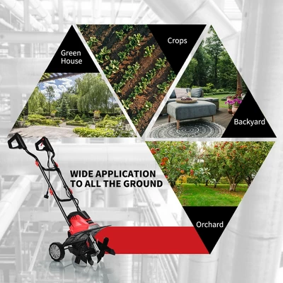 Costway 17-Inch 13.5 Amp Corded Electric Tiller And Cultivator 9'' Tilling Depth Red 8 Costway 17-Inch 13.5 Amp Corded Electric Tiller And Cultivator 9'' Tilling Depth Red - Image 8