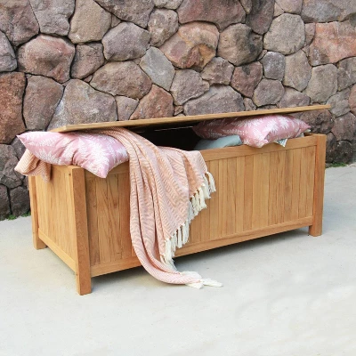 Sherwood Teak Storage Deck Box - Light Brown - Cambridge Casual 3 Sherwood Teak Storage Deck Box - Light Brown - Cambridge Casual - Image 3