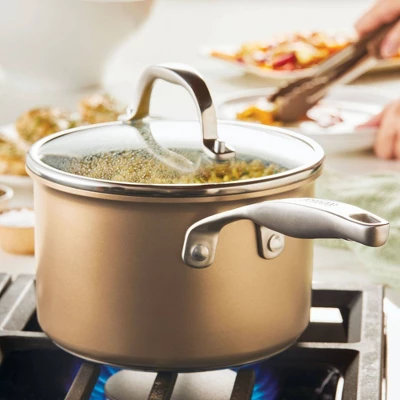 Anolon Ascend 3qt Hard Anodized Nonstick Saucepan With Lid Bronze 5 Anolon Ascend 3qt Hard Anodized Nonstick Saucepan With Lid Bronze - Image 5