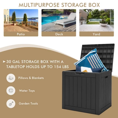 Costway 30 Gallon Deck Box Storage Container Seating Tools Organization Deliveries 4 Costway 30 Gallon Deck Box Storage Container Seating Tools Organization Deliveries - Image 4