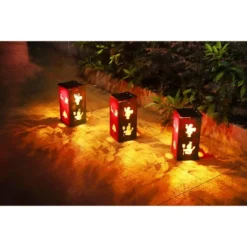 Techko Maid LED Solar 10.8" Portable Christmas Cut Out Decorative Outdoor Lantern Clear -Sunnydaze Decor Store GUEST bab68475 baa1 4920 97bb 0ef63edeef9f