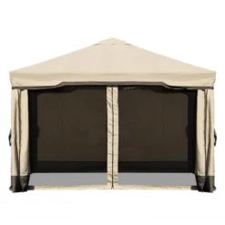 Patio Gazebo Aluminum Outdoor Tent Shelter Canopy With Privacy Curtain And Netting -Sunnydaze Decor Store GUEST bb7f8360 78f8 40eb 948d a830b578ce41