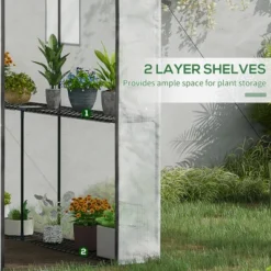 Outsunny 47.25" X 73.25" X 74.25" Walk-in Greenhouse, Outdoor Portable Plant Growing Area With Mesh Protected Roll-up Door & Window, 4 Shelves, White -Sunnydaze Decor Store GUEST bbb5f93c 115a 416e bf8f 22c13e182b85