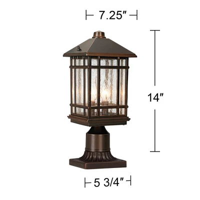 Kathy Ireland Sierra Craftsman Rustic Farmhouse Outdoor Post Light Rubbed Bronze 14" Seedy Glass For Exterior Barn Deck House Porch Yard Patio Home 3 Kathy Ireland Sierra Craftsman Rustic Farmhouse Outdoor Post Light Rubbed Bronze 14" Seedy Glass For Exterior Barn Deck House Porch Yard Patio Home - Image 3