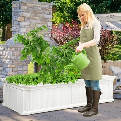 48''x24''Raised Garden Bed Rectangle Plant Box Planter Flower Vegetable White 8 48''x24''Raised Garden Bed Rectangle Plant Box Planter Flower Vegetable White - Image 8