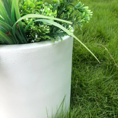 Rosemead Home & Garden, Inc. 10" Wide Kante Lightweight Modern Concrete Outdoor Planter Pot Pure White 9 Rosemead Home & Garden, Inc. 10" Wide Kante Lightweight Modern Concrete Outdoor Planter Pot Pure White - Image 9