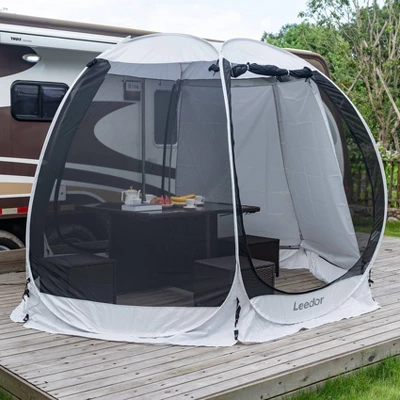 Leedor Outdoor Pop Up Portable Screen Tent With Mesh Netting Fiberglass Gazebo Gray 5 Leedor Outdoor Pop Up Portable Screen Tent With Mesh Netting Fiberglass Gazebo Gray - Image 5