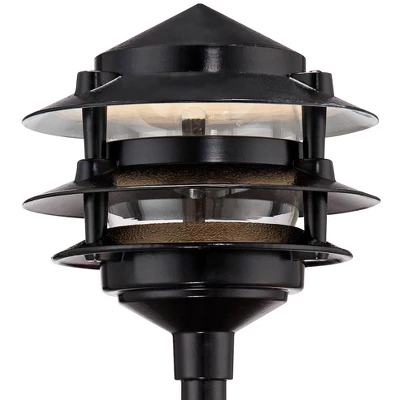 John Timberland Three-Tier Pagoda 11" High Black LED Path Lights Set Of 2 1 John Timberland Three-Tier Pagoda 11" High Black LED Path Lights Set Of 2