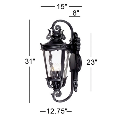 John Timberland Casa Marseille Vintage Rustic Outdoor Wall Light Fixture Textured Black Scroll 31" Clear Hammered Glass For Post Exterior Barn Deck 5 John Timberland Casa Marseille Vintage Rustic Outdoor Wall Light Fixture Textured Black Scroll 31" Clear Hammered Glass For Post Exterior Barn Deck - Image 5