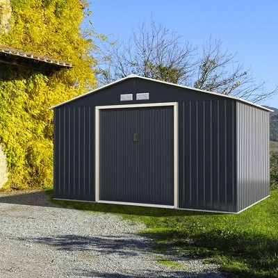 Costway Metal Storage Shed For Garden And Tools W/Sliding Double Lockable Doors 11 Costway Metal Storage Shed For Garden And Tools W/Sliding Double Lockable Doors - Image 11