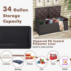 Costway 34 Gallon Patio Wicker Storage Deck Box W/Cushion Off White Backyard 13 Costway 34 Gallon Patio Wicker Storage Deck Box W/Cushion Off White Backyard -Sunnydaze Decor Store GUEST be03e013 d5e9 43c6 baef 746f67e07038
