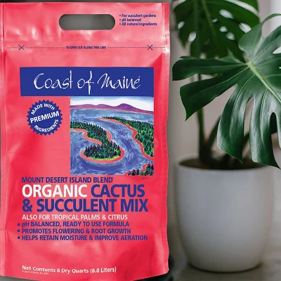 Coast Of Maine Indoor Outdoor Mount Desert Island Blend Organic Cactus And Succulent Potting Soil Mix With Beneficial Nutrients, 8 Quart Bag 4 Coast Of Maine Indoor Outdoor Mount Desert Island Blend Organic Cactus And Succulent Potting Soil Mix With Beneficial Nutrients, 8 Quart Bag - Image 4