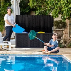 Starplast 153 Gallon Plastic Deck Box Black -Sunnydaze Decor Store GUEST bf607477 9fdc 4ef3 adf3 8d7ba8507865