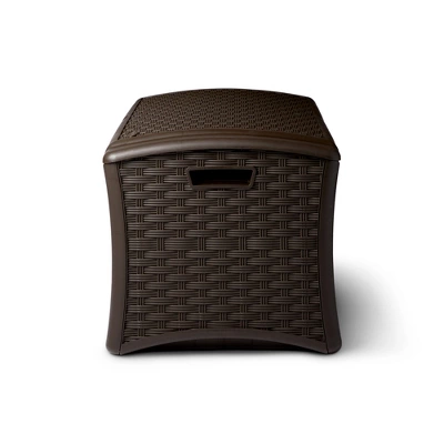 Suncast 72 Gallon Resin Wicker Outdoor Patio Storage Deck Box, Brown (2 Pack) 3 Suncast 72 Gallon Resin Wicker Outdoor Patio Storage Deck Box, Brown (2 Pack) - Image 3
