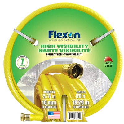 Flexon 5/8" X 60ft Yellow High Visibility Garden Hose 1 Flexon 5/8" X 60ft Yellow High Visibility Garden Hose