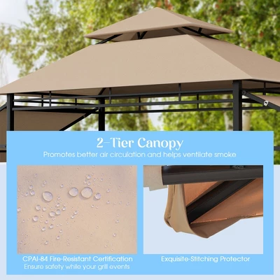Tangkula 13.5'x 4'Patio BBQ Grill Gazebo Side Awnings Shelves 2-Tier Canopy Outdoor 5 Tangkula 13.5'x 4'Patio BBQ Grill Gazebo Side Awnings Shelves 2-Tier Canopy Outdoor - Image 5