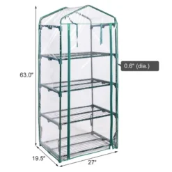 Costway Portable Mini Walk In Outdoor 4 Shelves Greenhouse