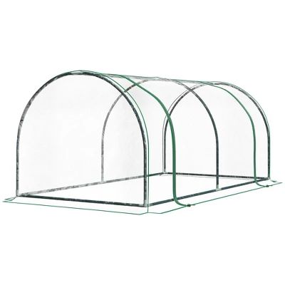 Outsunny Mini Greenhouse, Waterproof Cloche Cold Frame, 7' L X 3' W X 2.5' H Portable Hot House, 4 Zippered Doors, Green 3 Outsunny Mini Greenhouse, Waterproof Cloche Cold Frame, 7' L X 3' W X 2.5' H Portable Hot House, 4 Zippered Doors, Green - Image 3