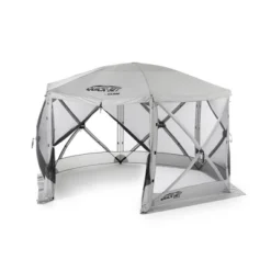 CLAM Quick-Set Escape 11.5' X 11.5' Portable Pop-Up Outdoor Camping Gazebo Screen Tent 6 Sided Canopy Shelter And Carry Bag With 6 Wind And Sun Panels