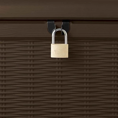 Keter Borneo 110 Gallon All Weather Weatherproof Rattan Wicker Resin Outdoor Backyard Patio Porch Deck Organization Storage Box Bench, Brown (2 Pack) 3 Keter Borneo 110 Gallon All Weather Weatherproof Rattan Wicker Resin Outdoor Backyard Patio Porch Deck Organization Storage Box Bench, Brown (2 Pack) - Image 3