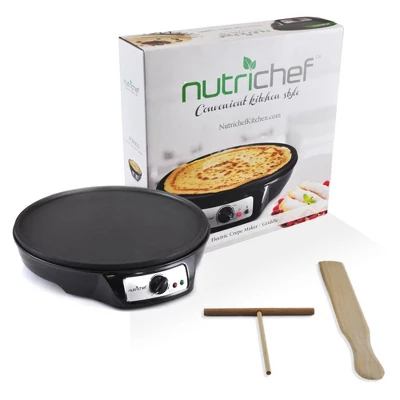 NutriChef 12 Inch Electric Nonstick Griddle Pancake Crepe Injera Blitnz Maker Hot Plate Cooktop With Crepe Turner And Pastry Spreader Tools, Black 1 NutriChef 12 Inch Electric Nonstick Griddle Pancake Crepe Injera Blitnz Maker Hot Plate Cooktop With Crepe Turner And Pastry Spreader Tools, Black