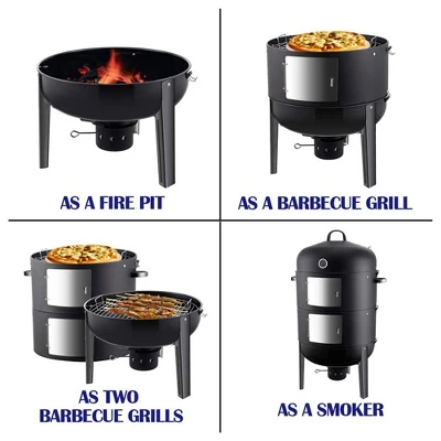 Realcool 20 Inch Vertical Heavy Duty Steel Round Charcoal Outdoor BBQ Smoker Grill With Bottom Air Vent And Latch Locking System, Black 1 Realcool 20 Inch Vertical Heavy Duty Steel Round Charcoal Outdoor BBQ Smoker Grill With Bottom Air Vent And Latch Locking System, Black