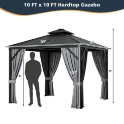 Costway 10' X 10' Patio Double-Top Hardtop Gazebo Galvanized Steel Roof Aluminum Frame -Sunnydaze Decor Store GUEST c30cb31d 0307 499f a265 680fd0144306