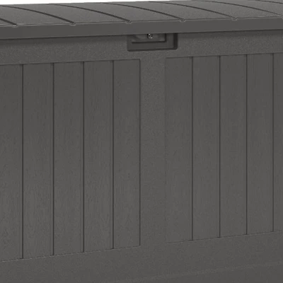 Suncast Decorative Lockable Large 200-Gallon 58" X 32" Plastic Deck Storage Box For Garden Supplies And Yard Accessories, Gray 3 Suncast Decorative Lockable Large 200-Gallon 58" X 32" Plastic Deck Storage Box For Garden Supplies And Yard Accessories, Gray - Image 3
