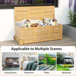 Costway 48 Gallon Acacia Wooden Patio Storage Deck Box Outdoor Storage Box With Wheels 13 Costway 48 Gallon Acacia Wooden Patio Storage Deck Box Outdoor Storage Box With Wheels -Sunnydaze Decor Store GUEST c40c5a92 8555 46af ad12 8aee3c5b67b2
