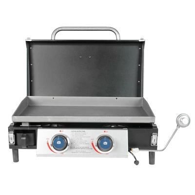 Razor Griddle GGT2131M 25 Inch Outdoor 2 Burner Portable LP Propane Gas Grill Griddle, 318 Sq In And Top Cover Lid For BBQ Cooking, Black (Steel) 1 Razor Griddle GGT2131M 25 Inch Outdoor 2 Burner Portable LP Propane Gas Grill Griddle, 318 Sq In And Top Cover Lid For BBQ Cooking, Black (Steel)