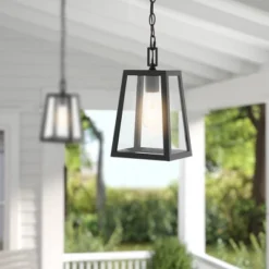 6.75" 1-Light Glendale Farmhouse Industrial Iron/Glass Outdoor LED Pendant Black/Clear - JONATHAN Y -Sunnydaze Decor Store GUEST c54a89db 3403 47a5 ac77 42585e821f6a