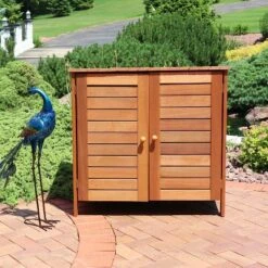 Sunnydaze Decor Store 55 Sunnydaze Decor Sunnydaze Outdoor Meranti Wood Small Garden Storage Shed For The Patio Or Yard - 36"