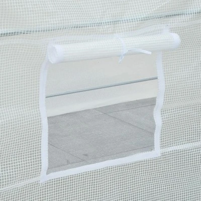 Outsunny 20' X 10' X 7' Large Walk-in Greenhouse, Steel Frame, PE Cover, 2 Doors, Outdoor Tunnel Hoop Hot House Kit, White 5 Outsunny 20' X 10' X 7' Large Walk-in Greenhouse, Steel Frame, PE Cover, 2 Doors, Outdoor Tunnel Hoop Hot House Kit, White - Image 5