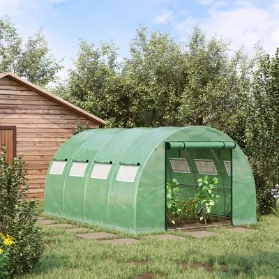 Outsunny Walk-in Tunnel Greenhouse With 2 Zippered Mesh Doors Upgraded Hot House, Green, 13' X 10' X 6.5' 1 Outsunny Walk-in Tunnel Greenhouse With 2 Zippered Mesh Doors Upgraded Hot House, Green, 13' X 10' X 6.5'