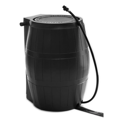 FCMP Outdoor 50-Gallon BPA Free Flat Back Home Rain Catcher Water Storage Collection Barrel For Watering Outdoor Plants & Gardens, Black (2 Pack) 1 FCMP Outdoor 50-Gallon BPA Free Flat Back Home Rain Catcher Water Storage Collection Barrel For Watering Outdoor Plants & Gardens, Black (2 Pack)