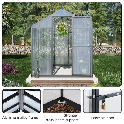 AOODOR Walk-in Greenhouse Polycarbonate Panel Hobby GreenhousesGarden 3 AOODOR Walk-in Greenhouse Polycarbonate Panel Hobby GreenhousesGarden - Image 3