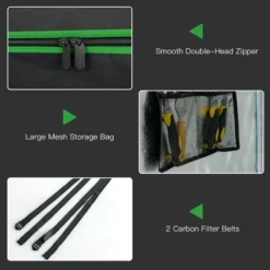 Costway 32''x32''x63''Mylar Hydroponic Grow Tent W/Observation Window & Floor Tray GrayBlack -Sunnydaze Decor Store GUEST c77ddf7d 236c 4551 9699 147fb32e5de1