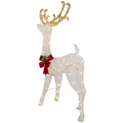 Northlight 48" LED Lighted Glitter Reindeer With Sleigh Outdoor Christmas Decoration 5 Northlight 48" LED Lighted Glitter Reindeer With Sleigh Outdoor Christmas Decoration - Image 5