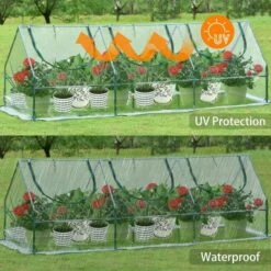 Aoodor 9 Ft. X 3 Ft. X 3 Ft. Mini Outdoor Greenhouse Three Zipped Doors -Sunnydaze Decor Store GUEST c84e73e5 3ca5 449b a1da 3aa11a391e3c